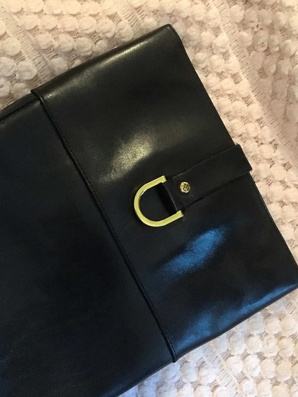 Lauren Ralph Lauren Black Leather Riding Boots with Gold Hardware